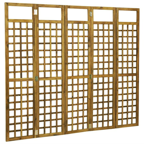 vidaXL Solid Acacia Wood 5-Panel Room Divider/Trellis 78.7"x66.9" Screen Panel 